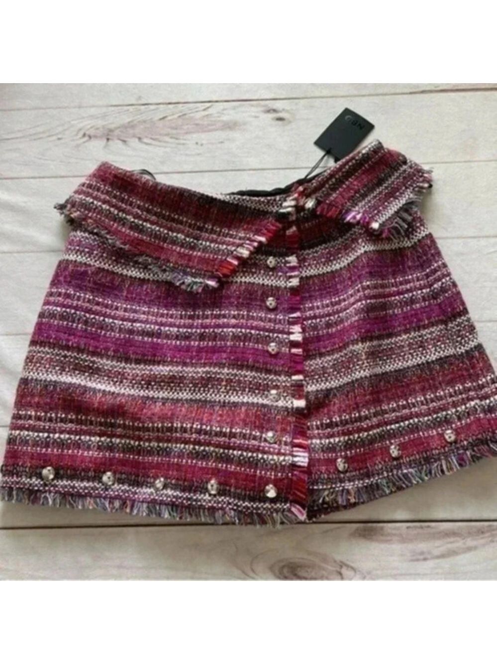 NWT NBD Revolve Tweed Mini Skirt Short Fringe Size M Cassiopeia New with Tags